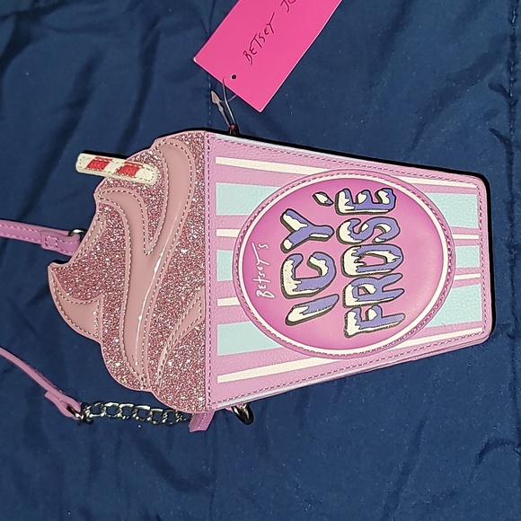 Betsey Johnson Crossbody Bag kitsch Betsey frose pink multicolored Icy New - Picture 2 of 5